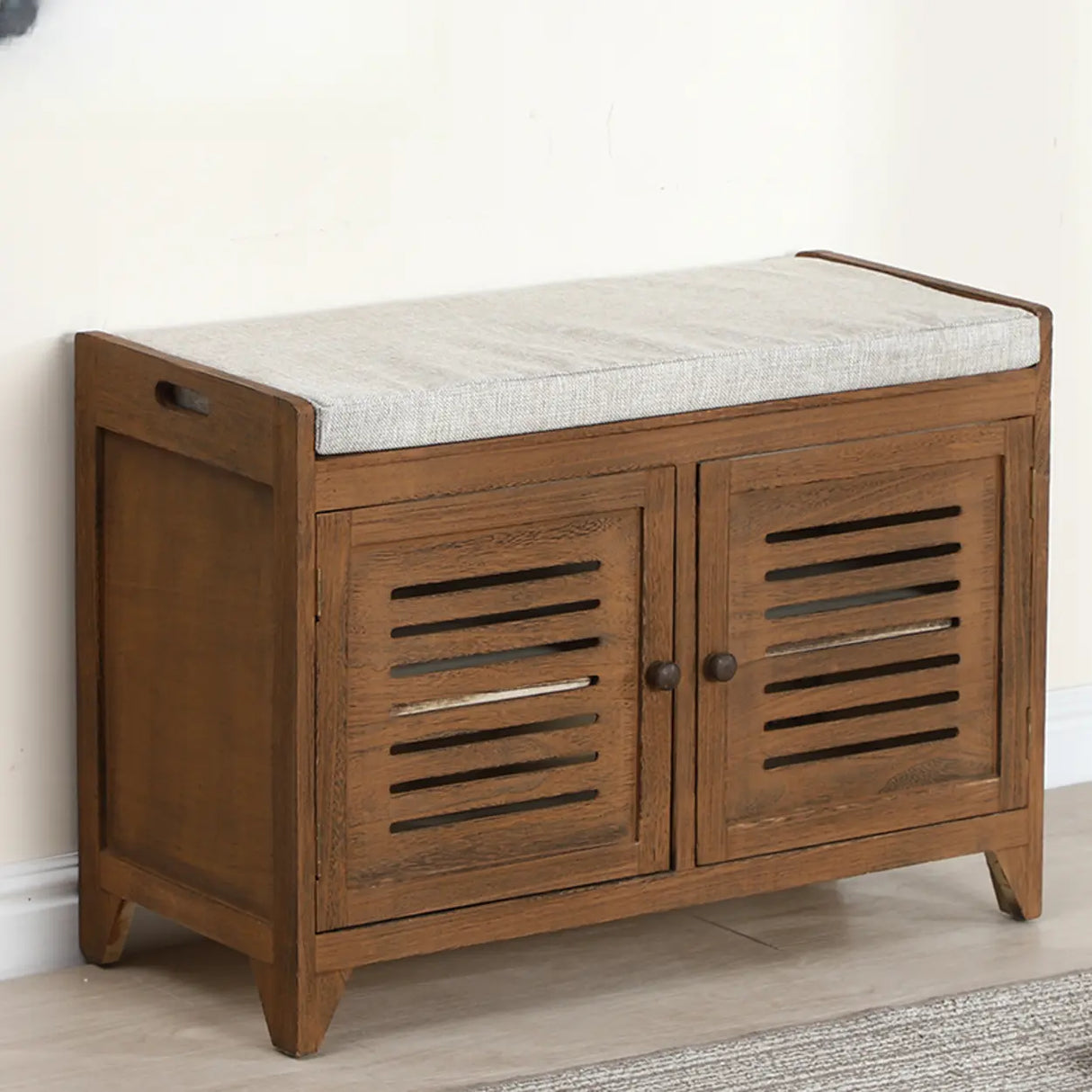 Modern Rectangle Wood Hallway White Large Shoe Cabinet Image - 16