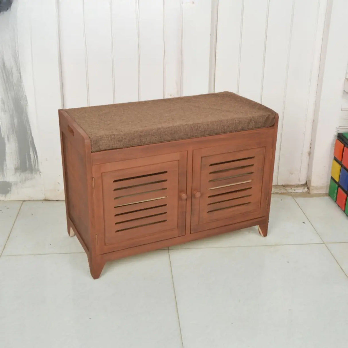 Modern Rectangle Wood Hallway White Large Shoe Cabinet Image - 17