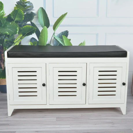 Modern Rectangle Wood Hallway White Large Shoe Cabinet Image - 1