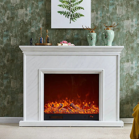 Modern Rectangle Wood Mantel Electric TV Stand Fireplace Image - 1
