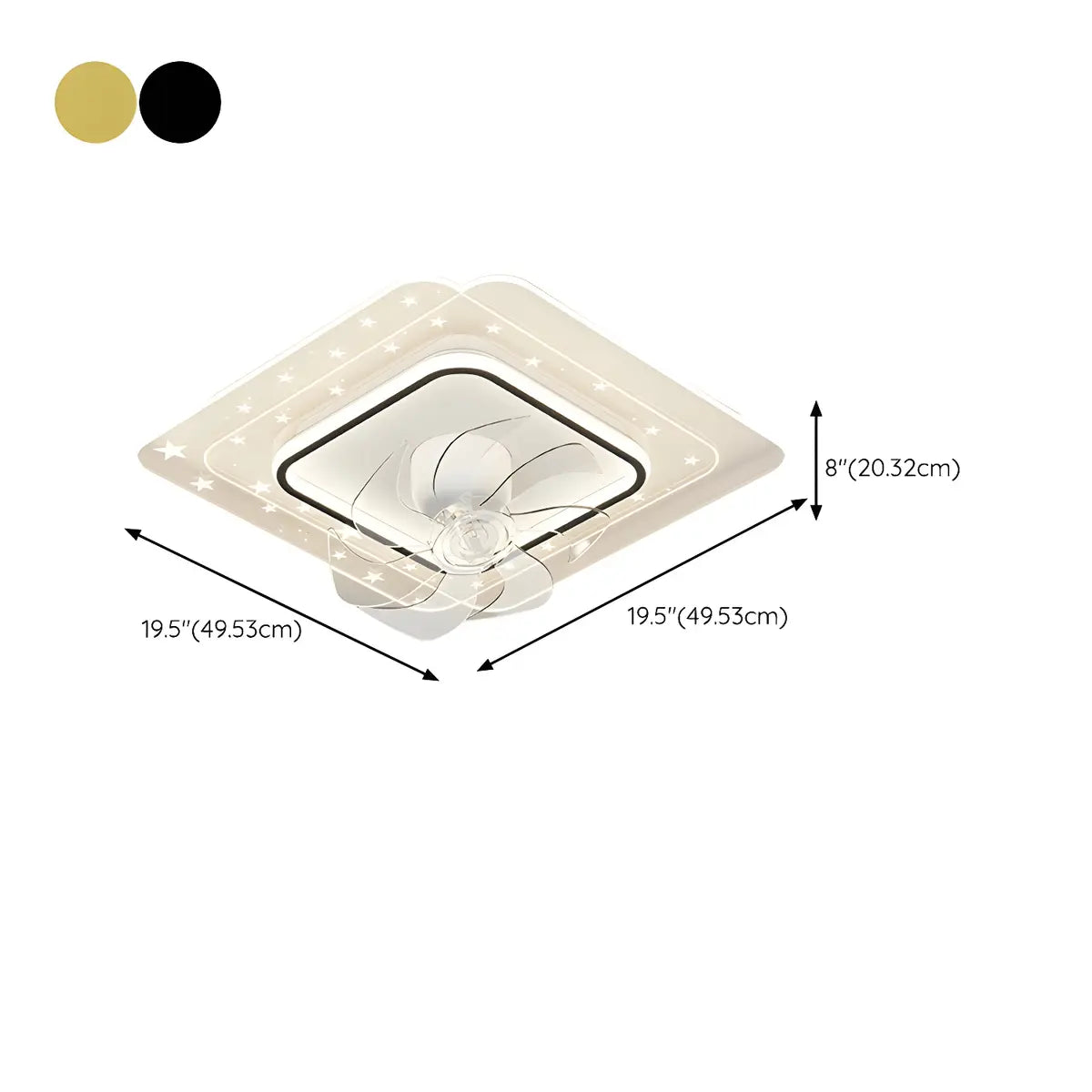 Contemporary Geometric Flush Ceiling Fan with LED Light Image - 18