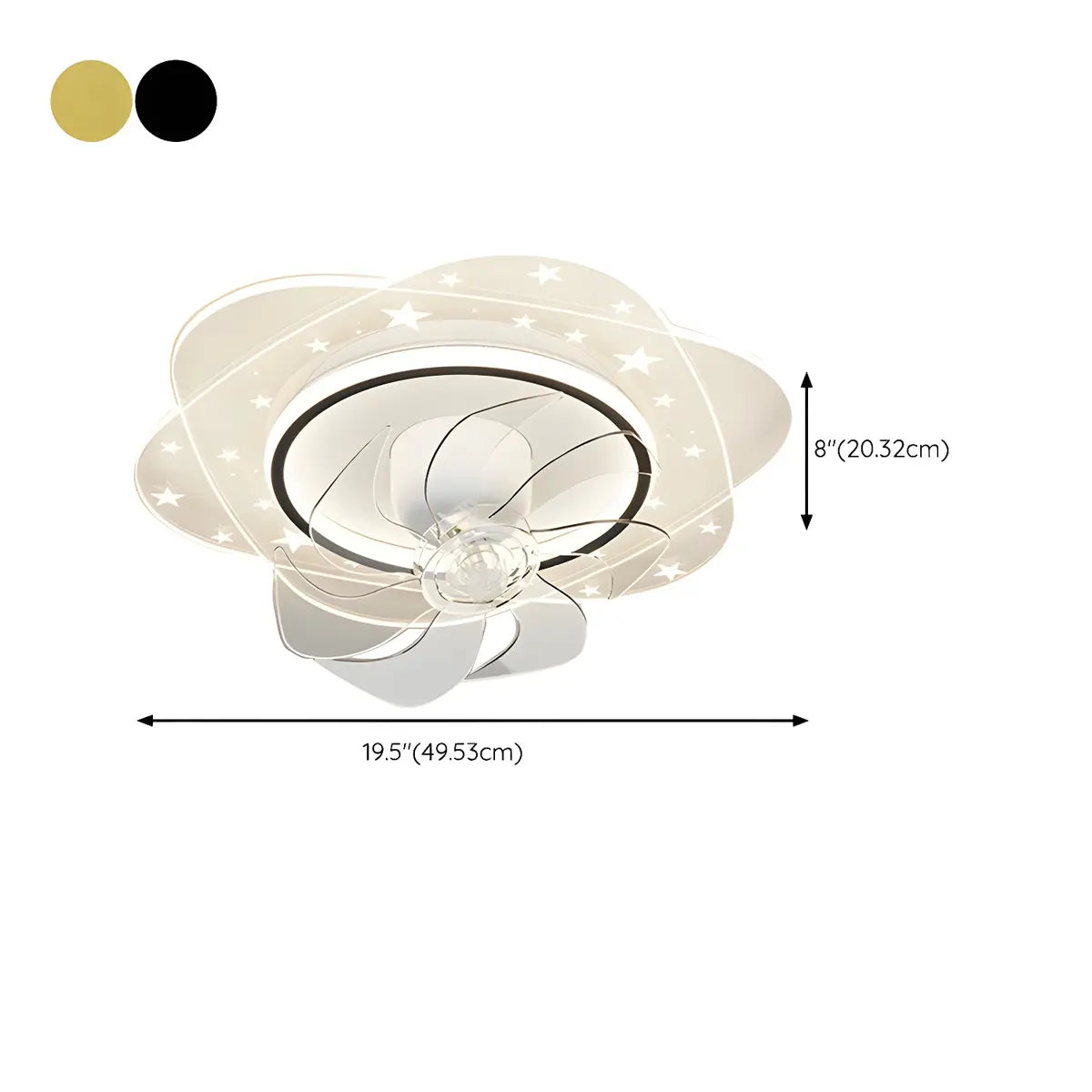 Contemporary Geometric Flush Ceiling Fan with LED Light Image - 19