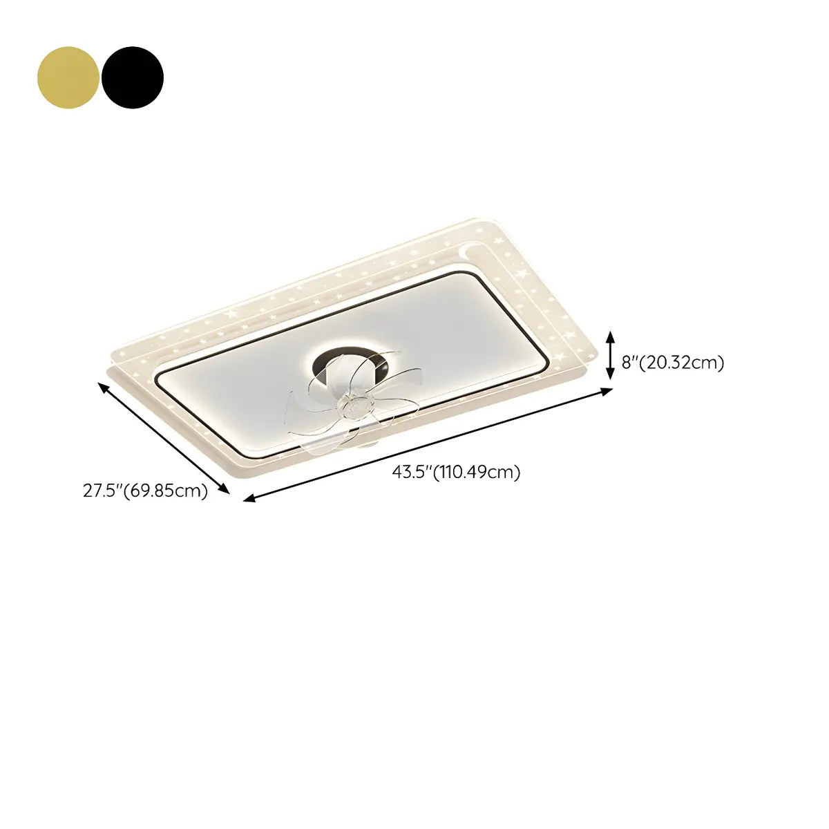 Contemporary Geometric Flush Ceiling Fan with LED Light Image - 20