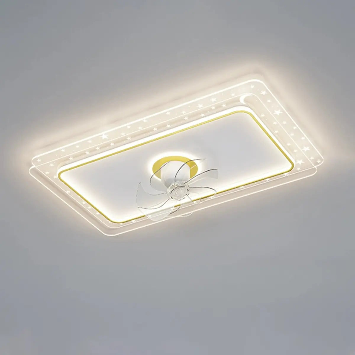 Contemporary Geometric Flush Ceiling Fan with LED Light Image - 3