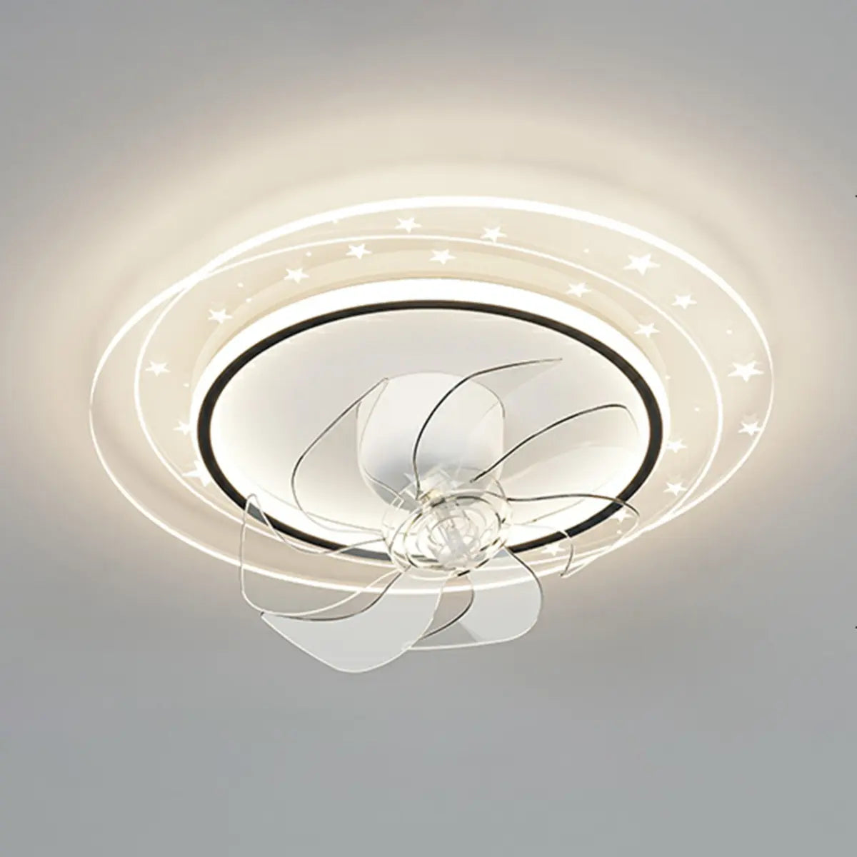 Contemporary Geometric Flush Ceiling Fan with LED Light Image - 6