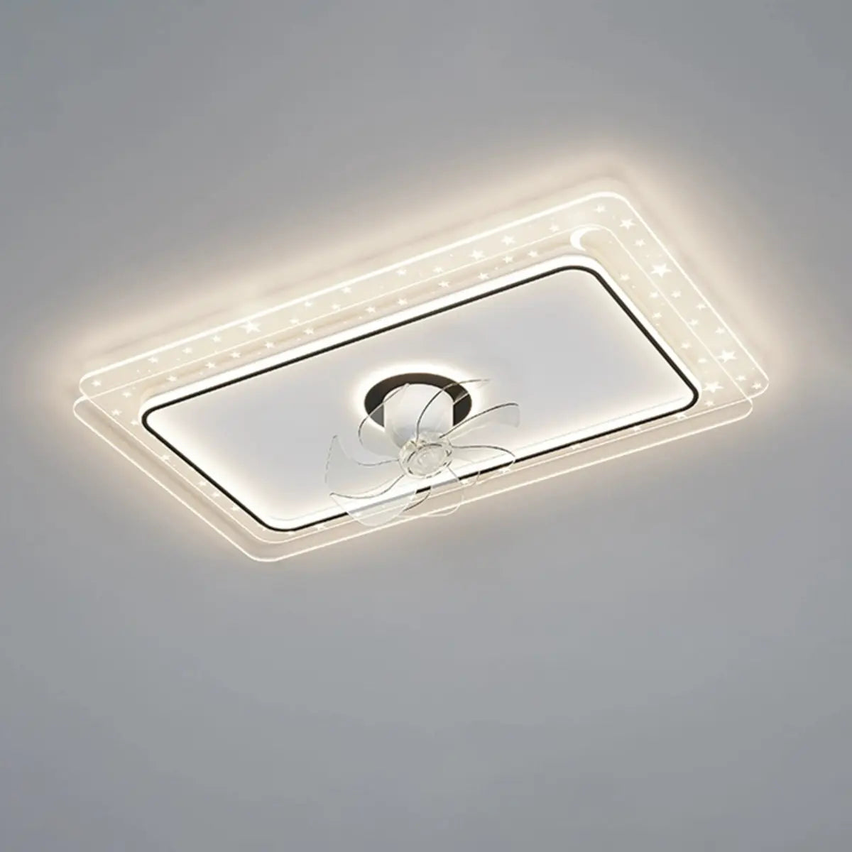 Contemporary Geometric Flush Ceiling Fan with LED Light Image - 9