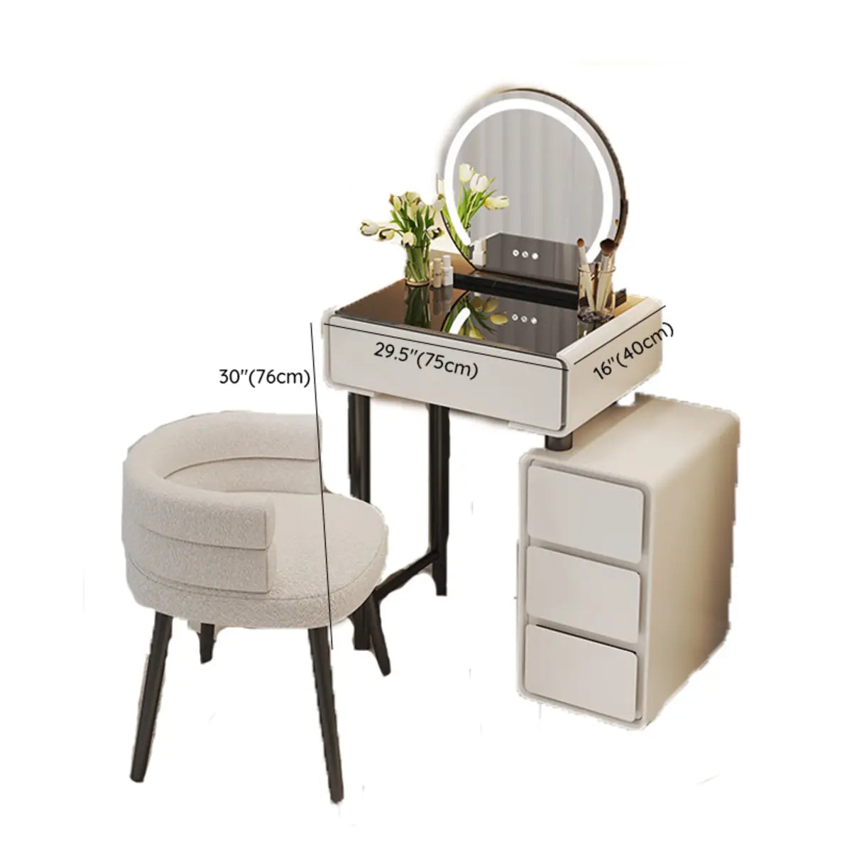 Modern Rectangular Bedroom LED Light Mirror Makeup Vanity