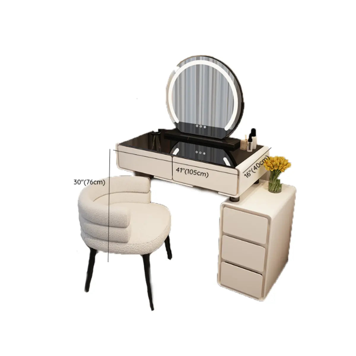 Modern Rectangular Bedroom LED Light Mirror Makeup Vanity Image - 12