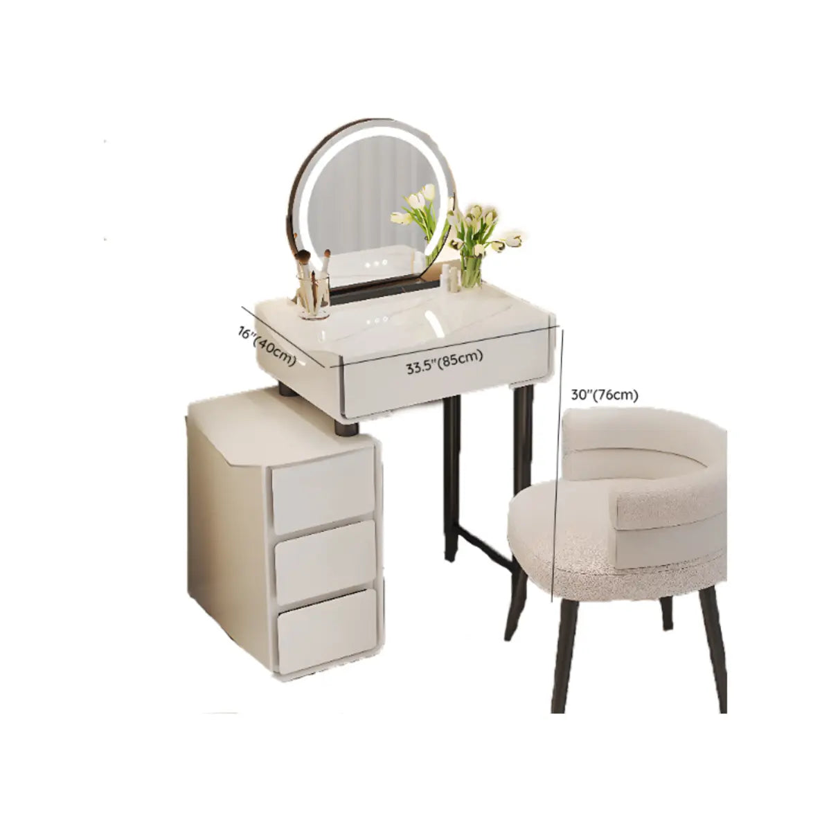 Modern Rectangular Bedroom LED Light Mirror Makeup Vanity Image - 14