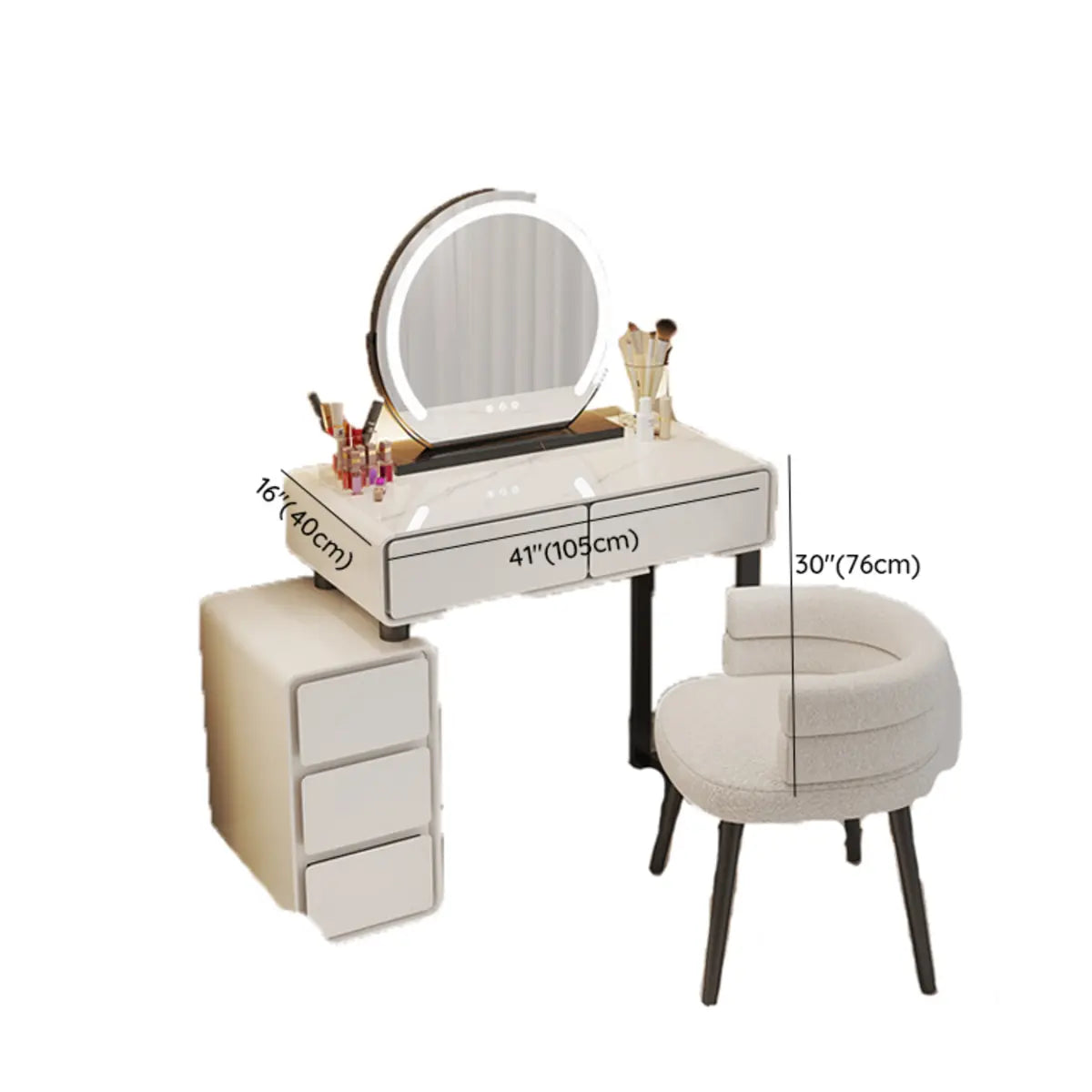 Modern Rectangular Bedroom LED Light Mirror Makeup Vanity Image - 15