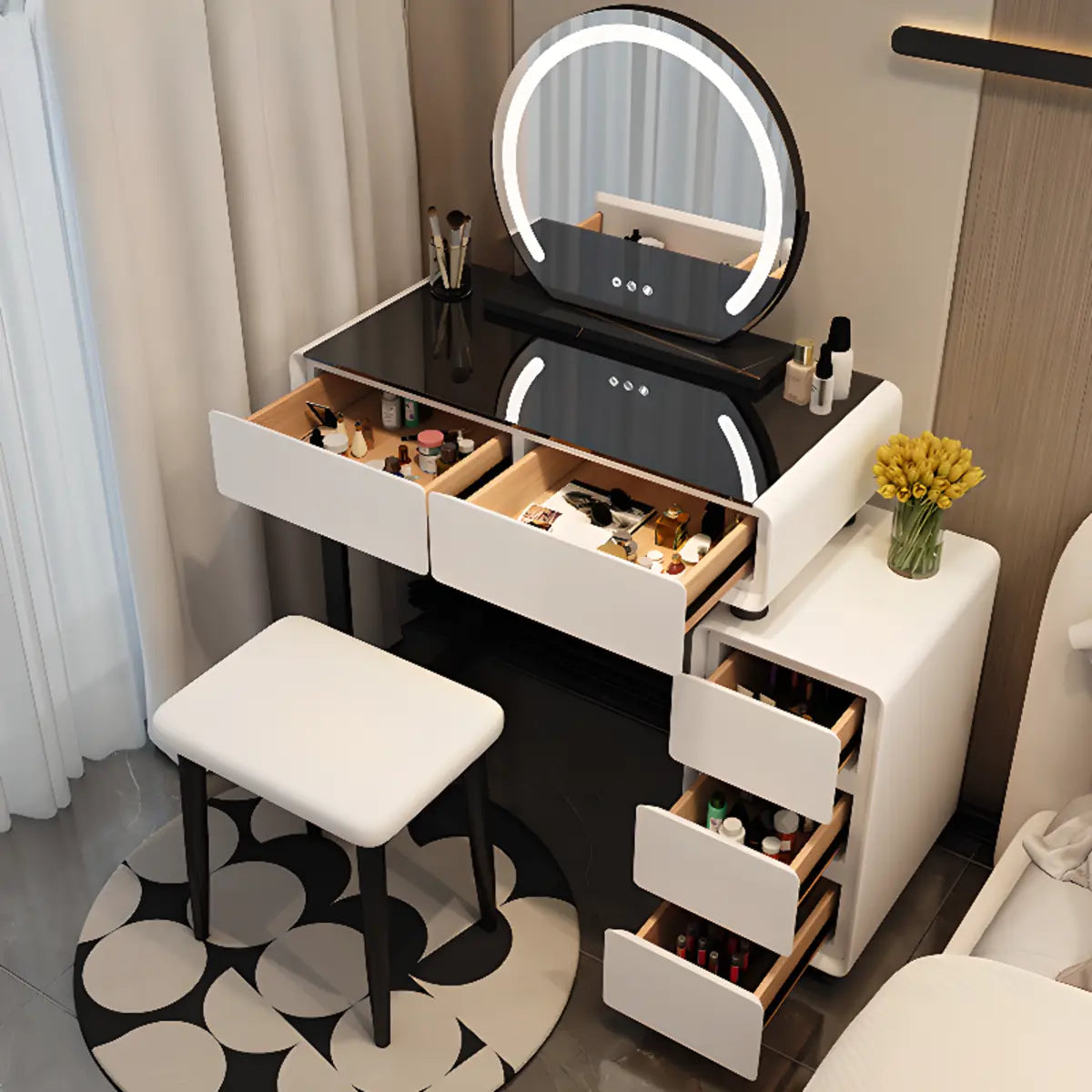 Modern Rectangular Bedroom LED Light Mirror Makeup Vanity Image - 2