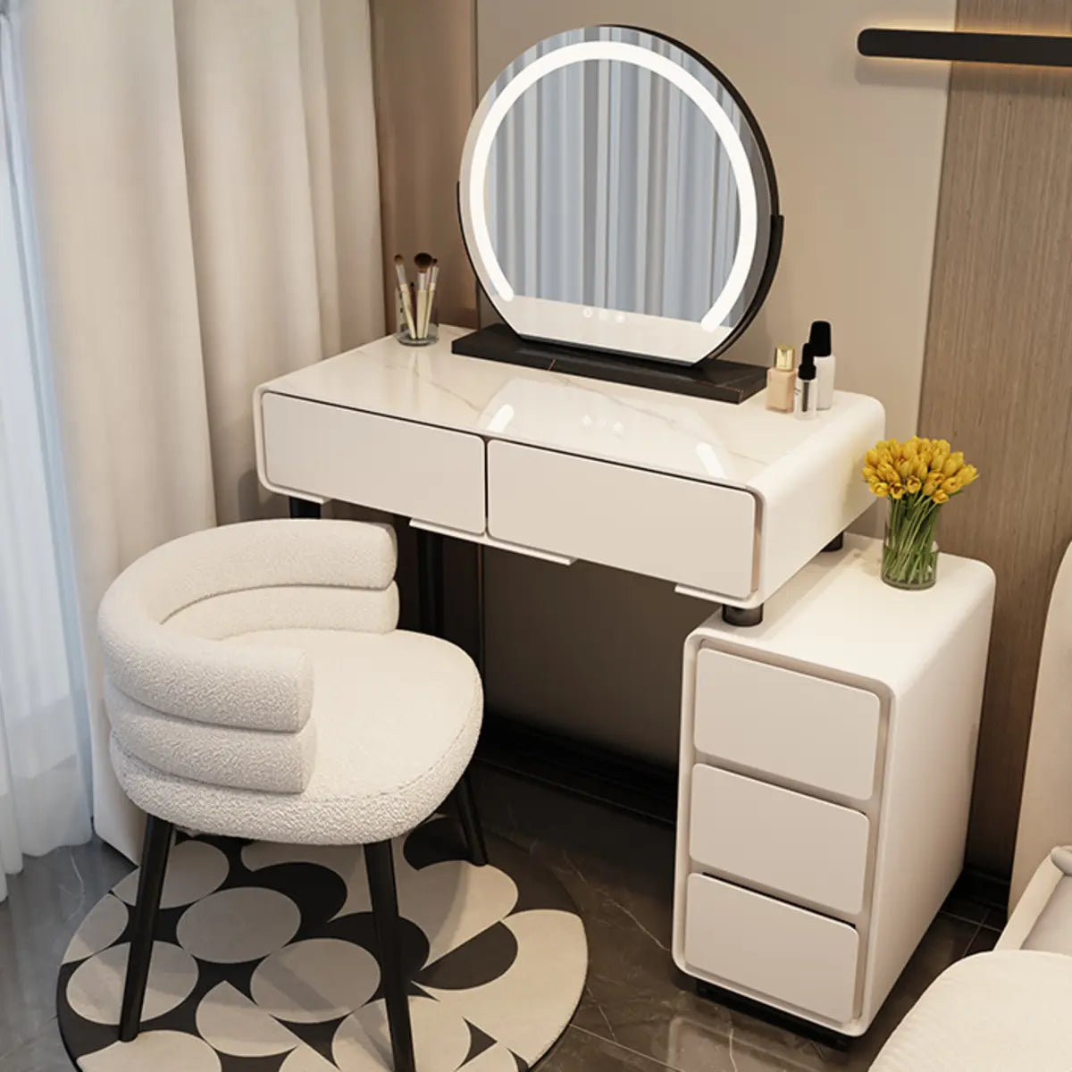 Modern Rectangular Bedroom LED Light Mirror Makeup Vanity Image - 3