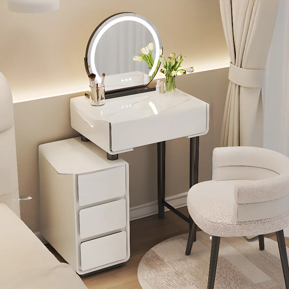 Modern Rectangular Bedroom LED Light Mirror Makeup Vanity Image - 4