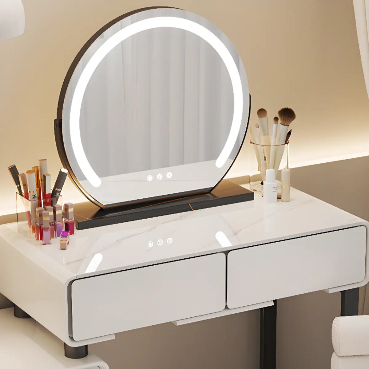 Modern Rectangular Bedroom LED Light Mirror Makeup Vanity Image - 5