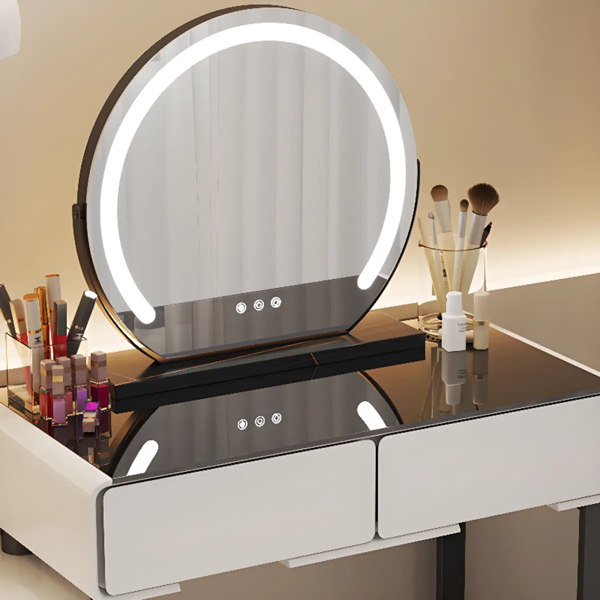 Modern Rectangular Bedroom LED Light Mirror Makeup Vanity Image - 6