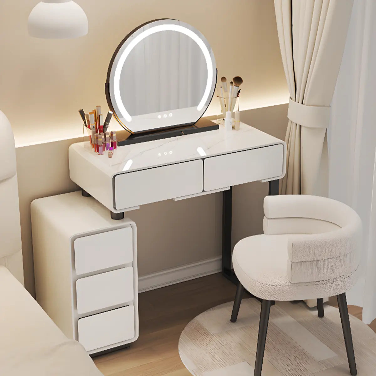 Modern Rectangular Bedroom LED Light Mirror Makeup Vanity Image - 7