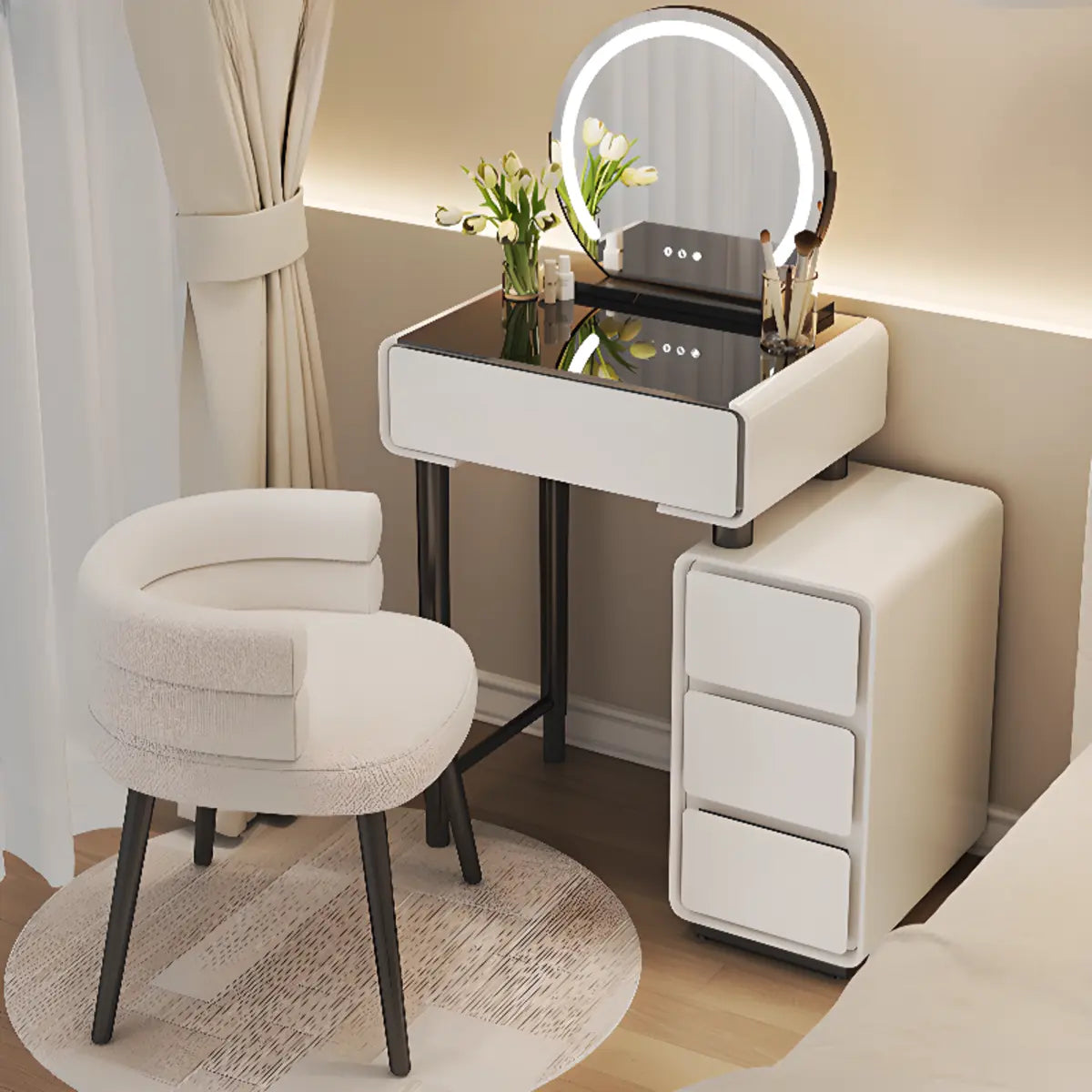 Modern Rectangular Bedroom LED Light Mirror Makeup Vanity Image - 8