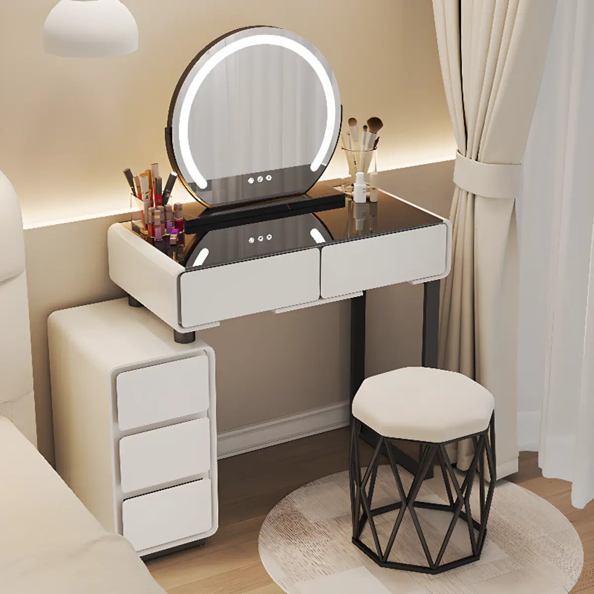 Modern Rectangular Bedroom LED Light Mirror Makeup Vanity Image - 9