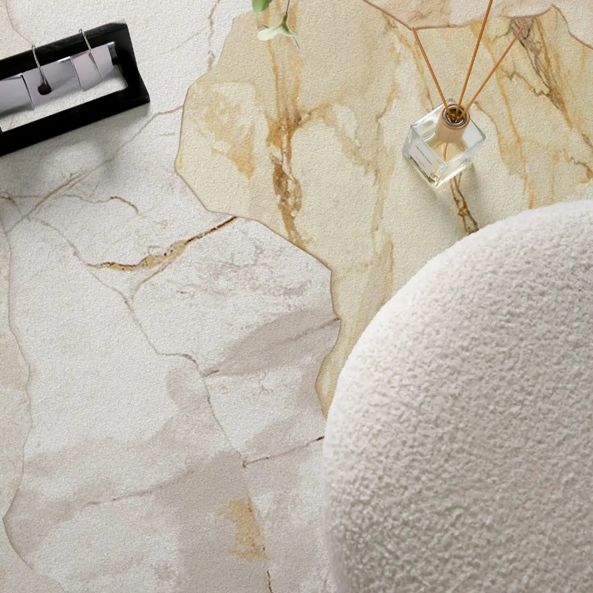 Modern Rectangular Beige Marble Pattern Area Rug Image - 7