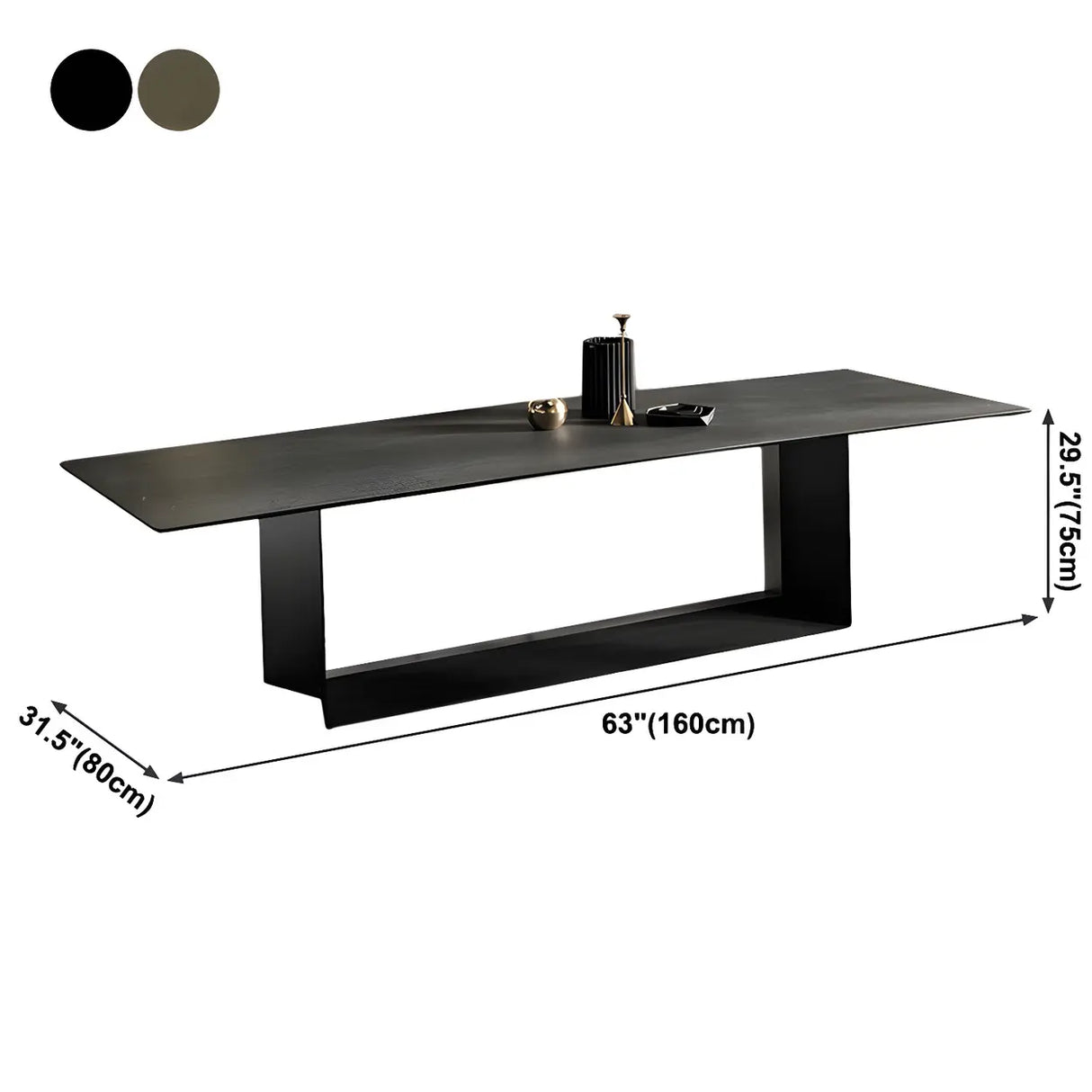 Modern Rectangular Black Large Scratch Resistant Dining Table Image - 14