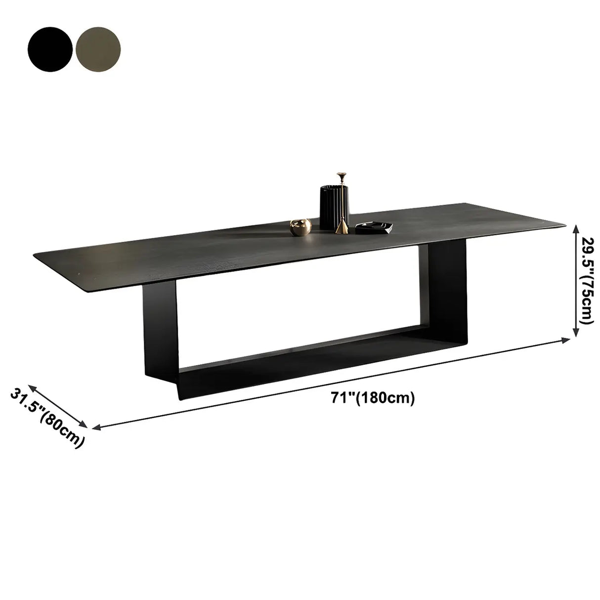 Modern Rectangular Black Large Scratch Resistant Dining Table Image - 15