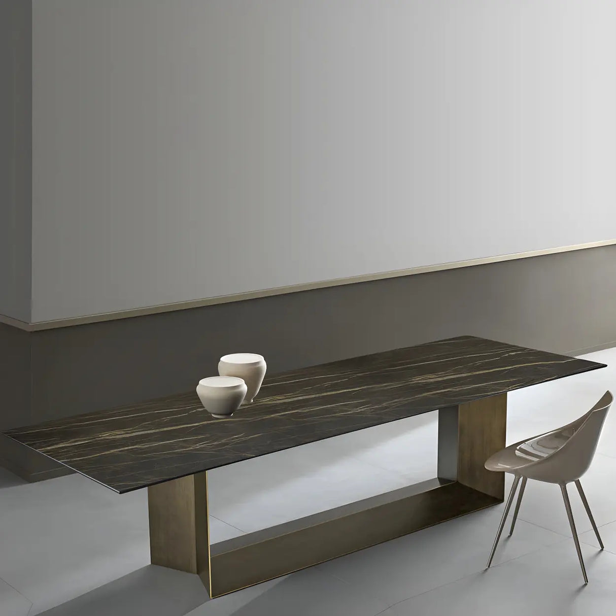 Modern Rectangular Black Large Scratch Resistant Dining Table Image - 2