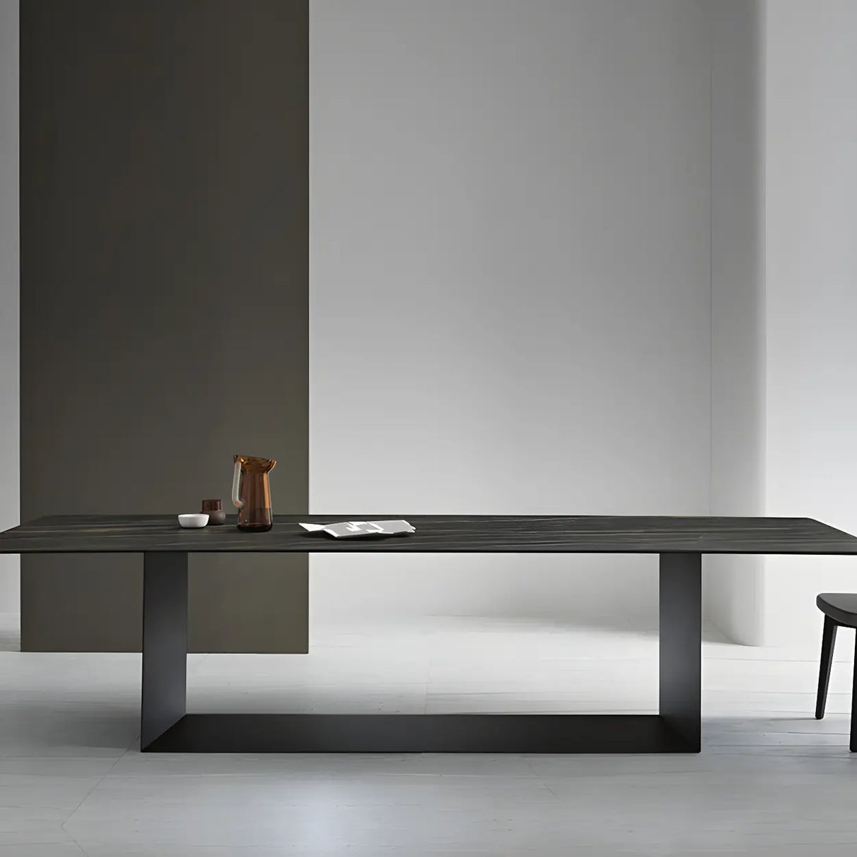 Modern Rectangular Black Large Scratch Resistant Dining Table Image - 3