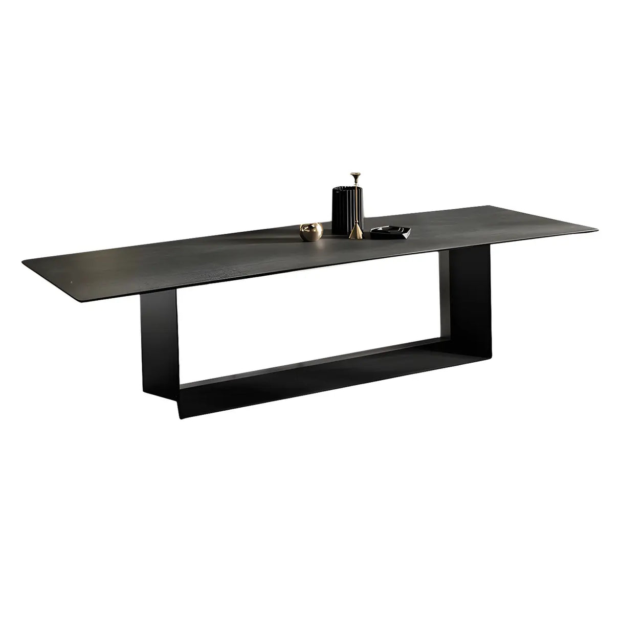 Modern Rectangular Black Large Scratch Resistant Dining Table Image - 5