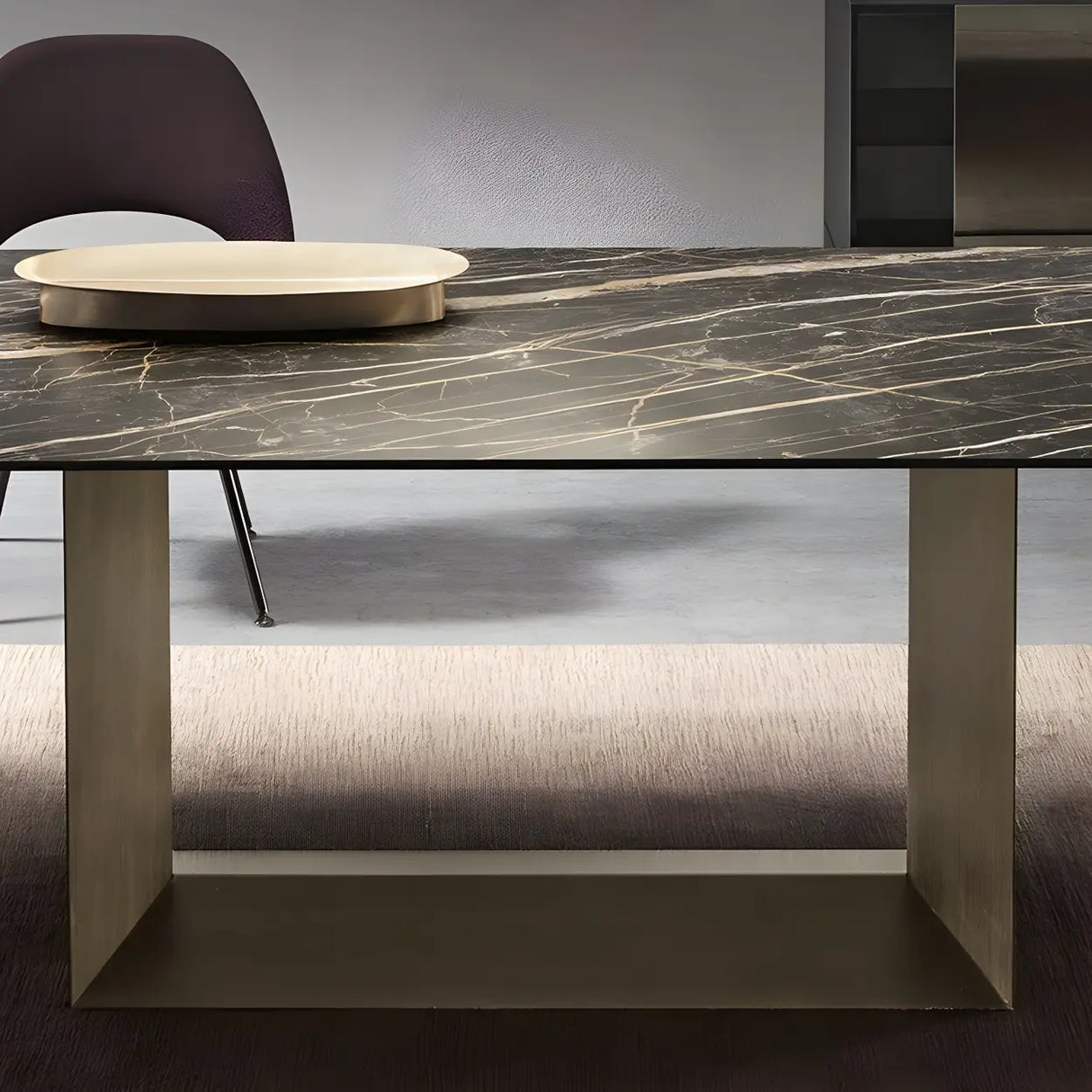 Modern Rectangular Black Large Scratch Resistant Dining Table Image - 7