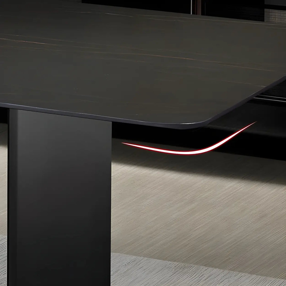 Modern Rectangular Black Large Scratch Resistant Dining Table Image - 9