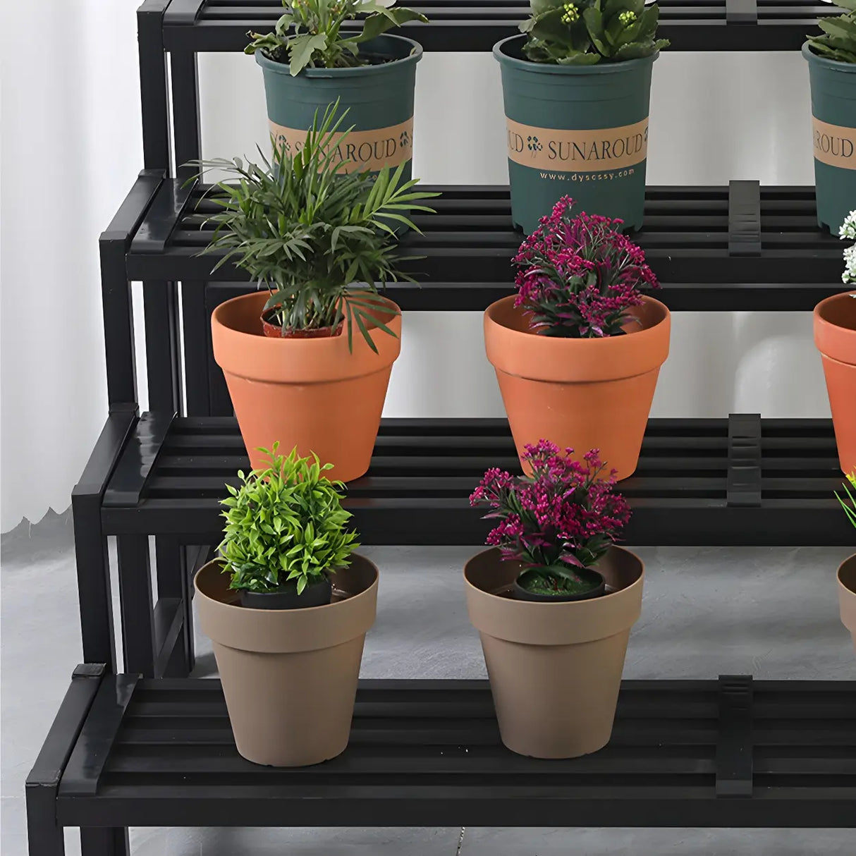 Modern Rectangular Black Metal Indoor Multi-Tier Plant Stand Image - 14