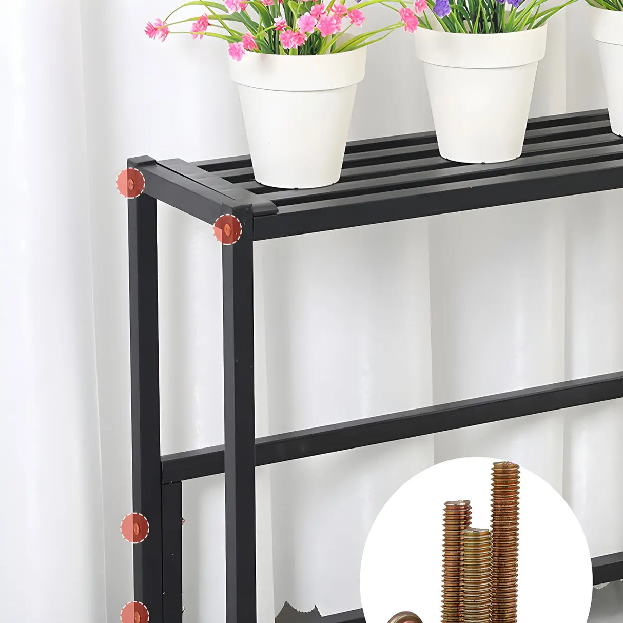 Modern Rectangular Black Metal Indoor Multi-Tier Plant Stand Image - 16