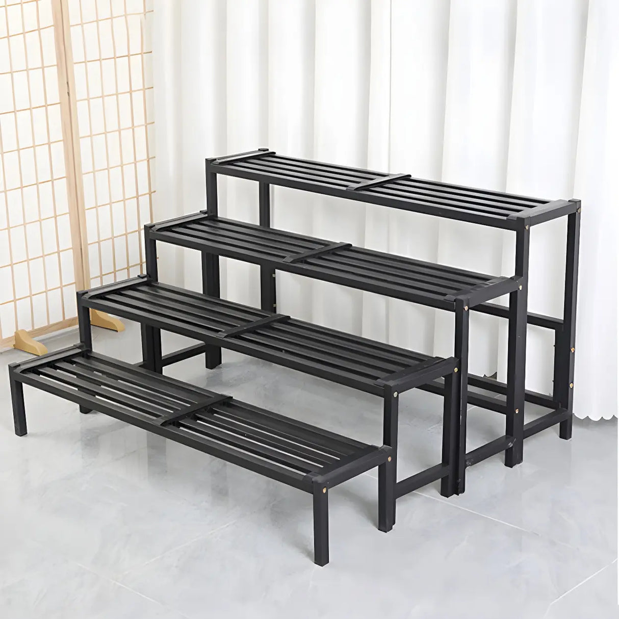 Modern Rectangular Black Metal Indoor Multi-Tier Plant Stand Image - 21