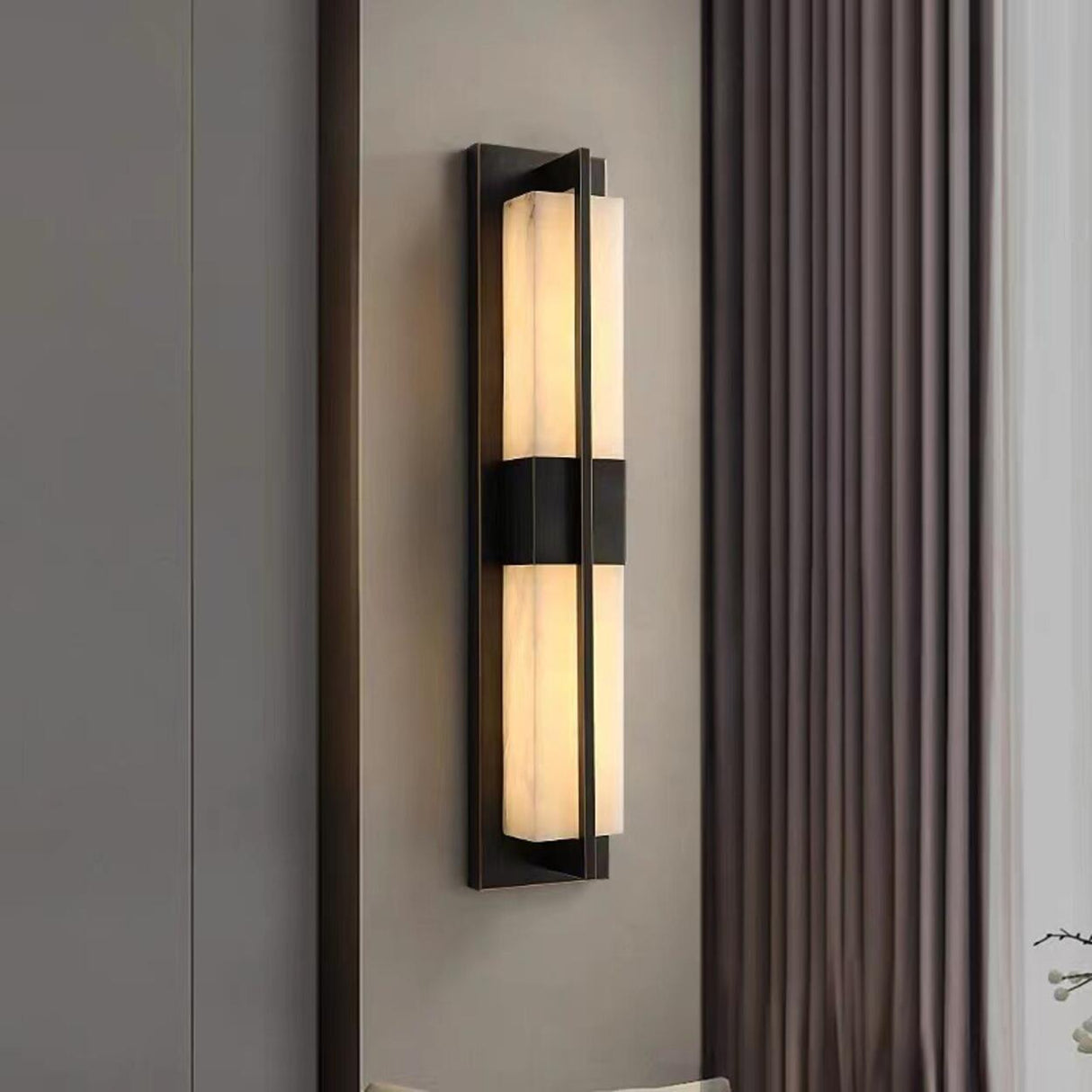 Modern Rectangular Black Vertical Wall Sconce Image - 1