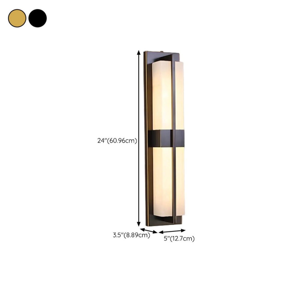 Modern Rectangular Black Vertical Wall Sconce Image - 25