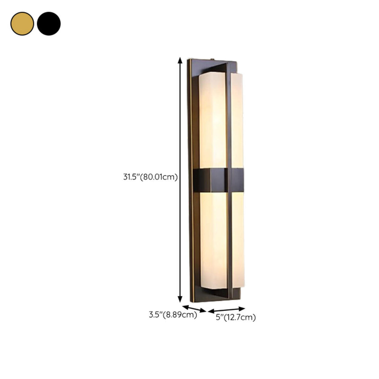 Modern Rectangular Black Vertical Wall Sconce Image - 26