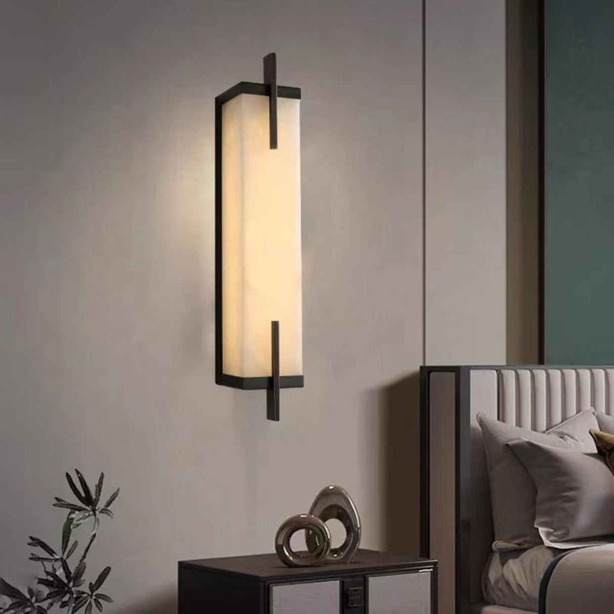 Modern Rectangular Black Vertical Wall Sconce Image - 3
