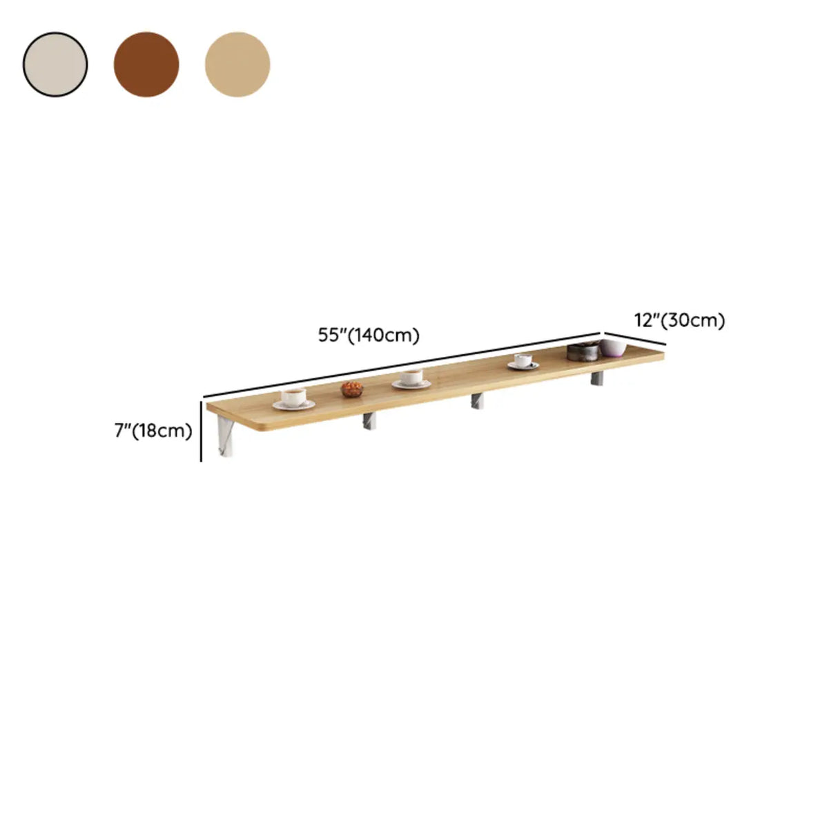 Modern Rectangular Brown Wood Wall-Mounted Bar Table