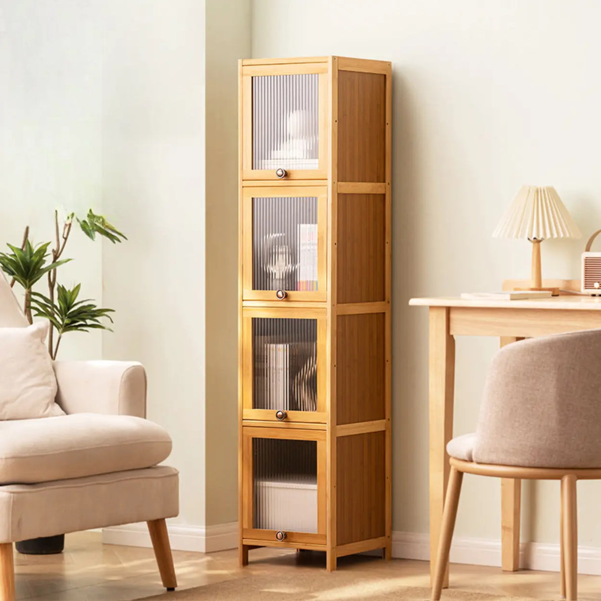 Modern Rectangular Closed Back Wood Organizer Bookcase Image - 10