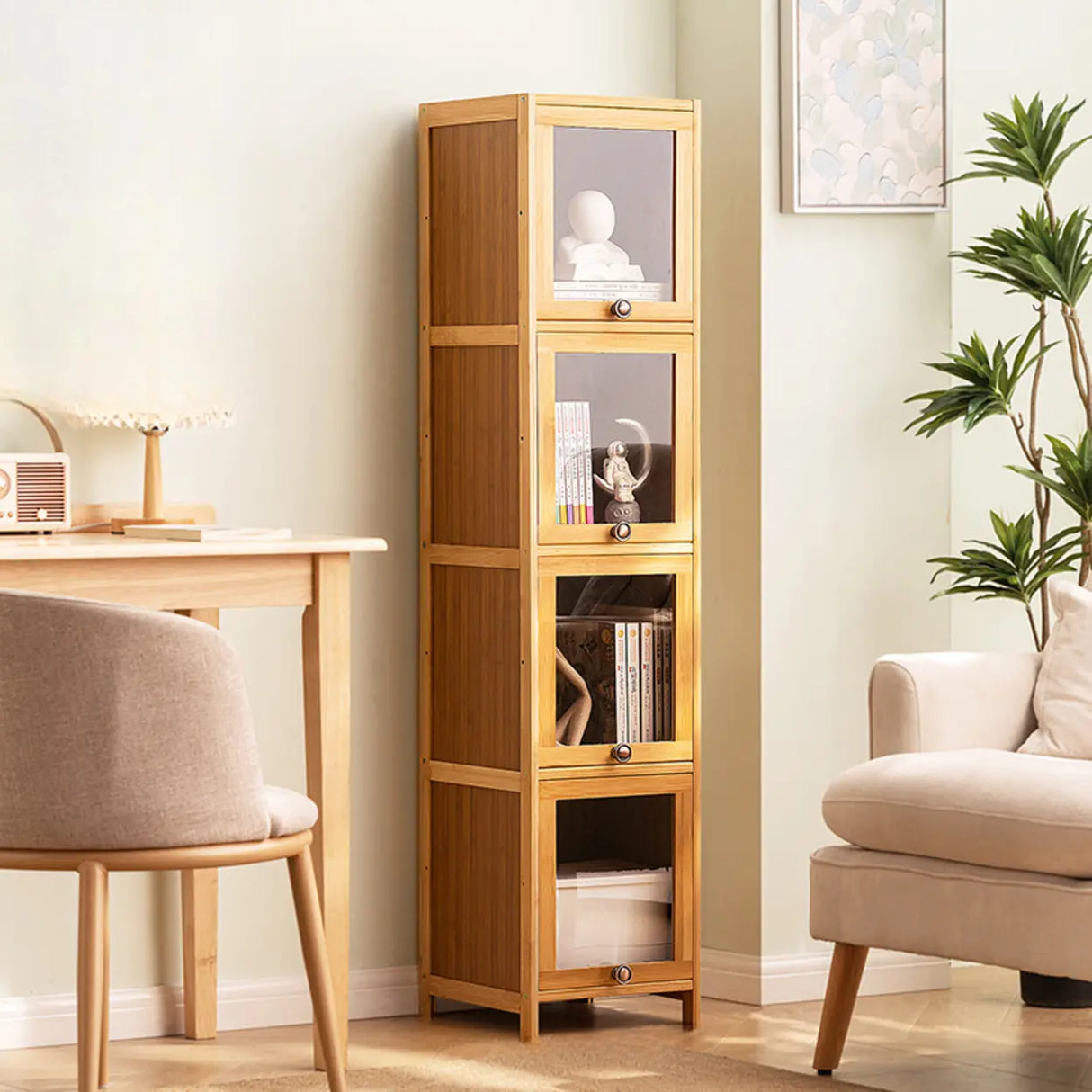 Modern Rectangular Closed Back Wood Organizer Bookcase Image - 11