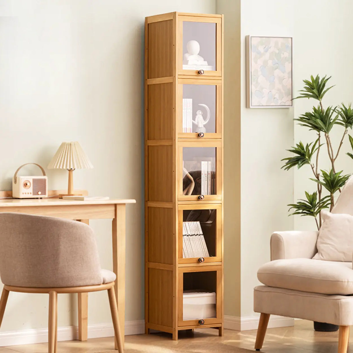 Modern Rectangular Closed Back Wood Organizer Bookcase Image - 13