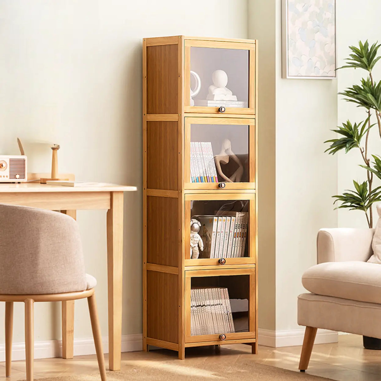 Modern Rectangular Closed Back Wood Organizer Bookcase Image - 19