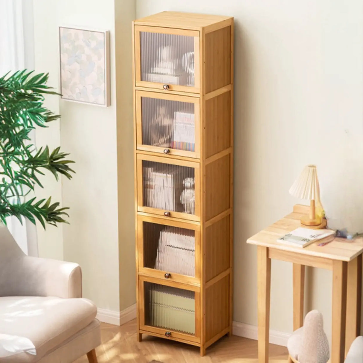 Modern Rectangular Closed Back Wood Organizer Bookcase Image - 2