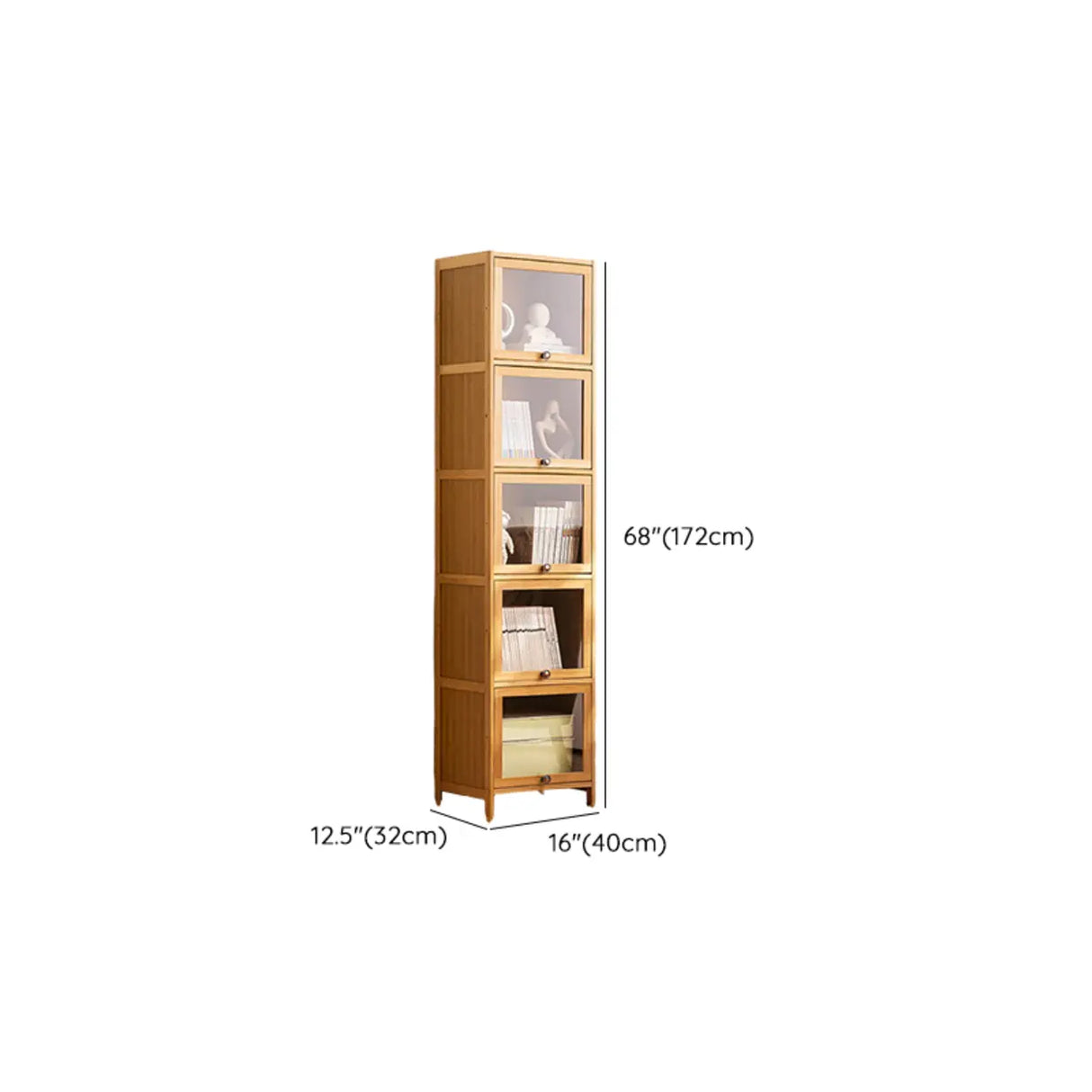 Modern Rectangular Closed Back Wood Organizer Bookcase Image - 31