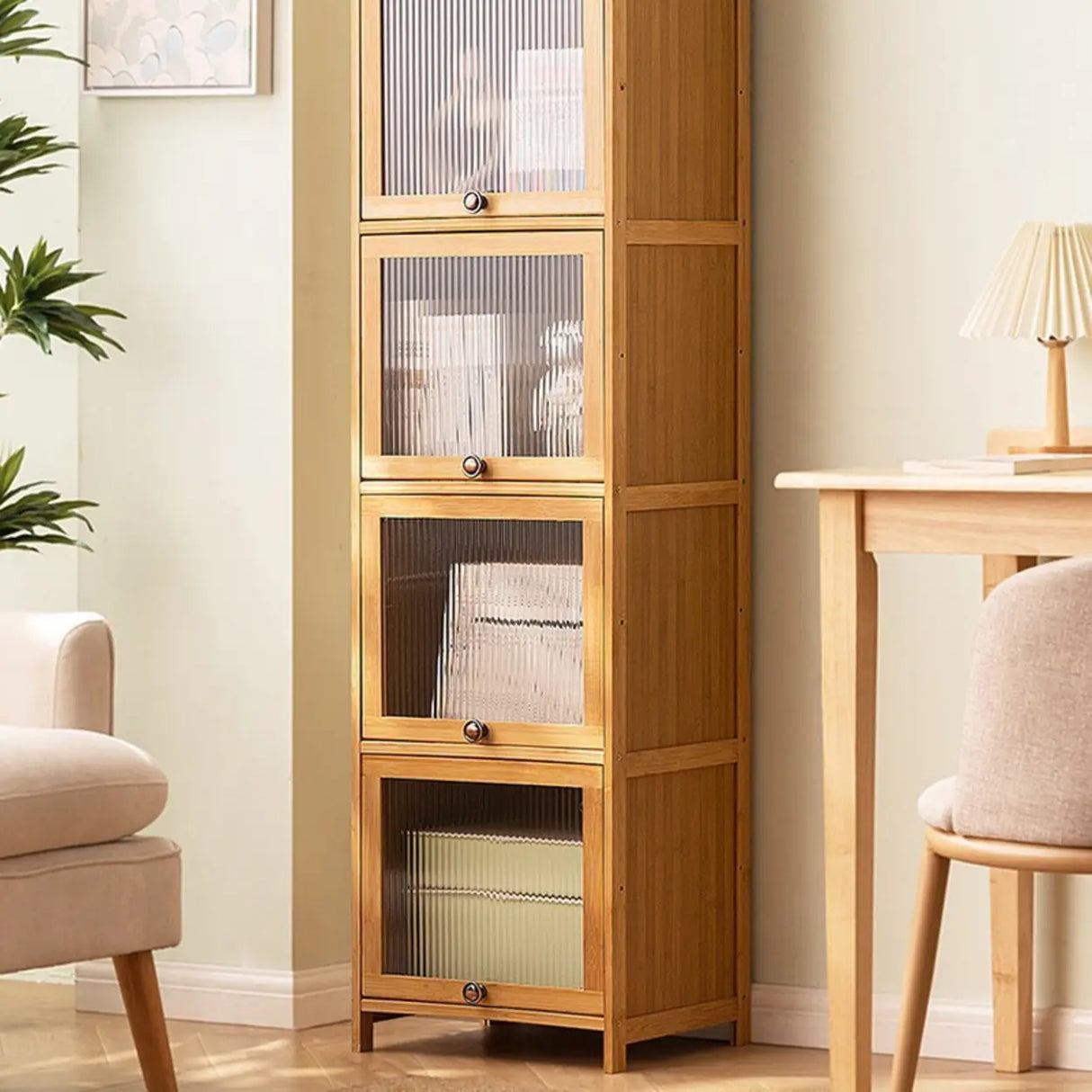 Modern Rectangular Closed Back Wood Organizer Bookcase Image - 3