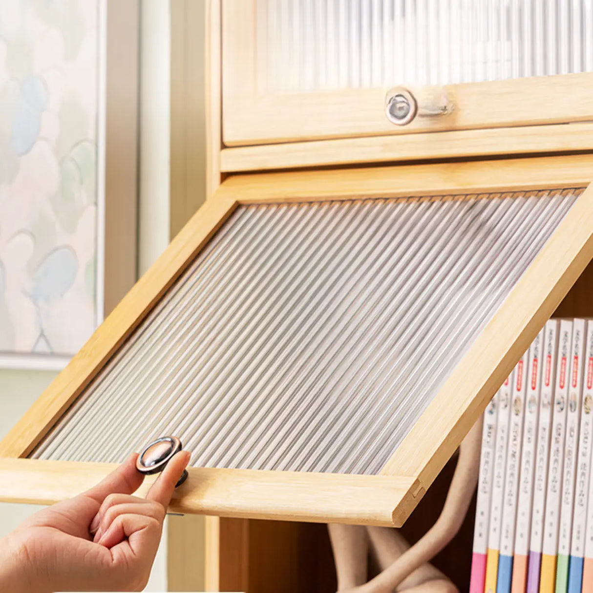 Modern Rectangular Closed Back Wood Organizer Bookcase Image - 4