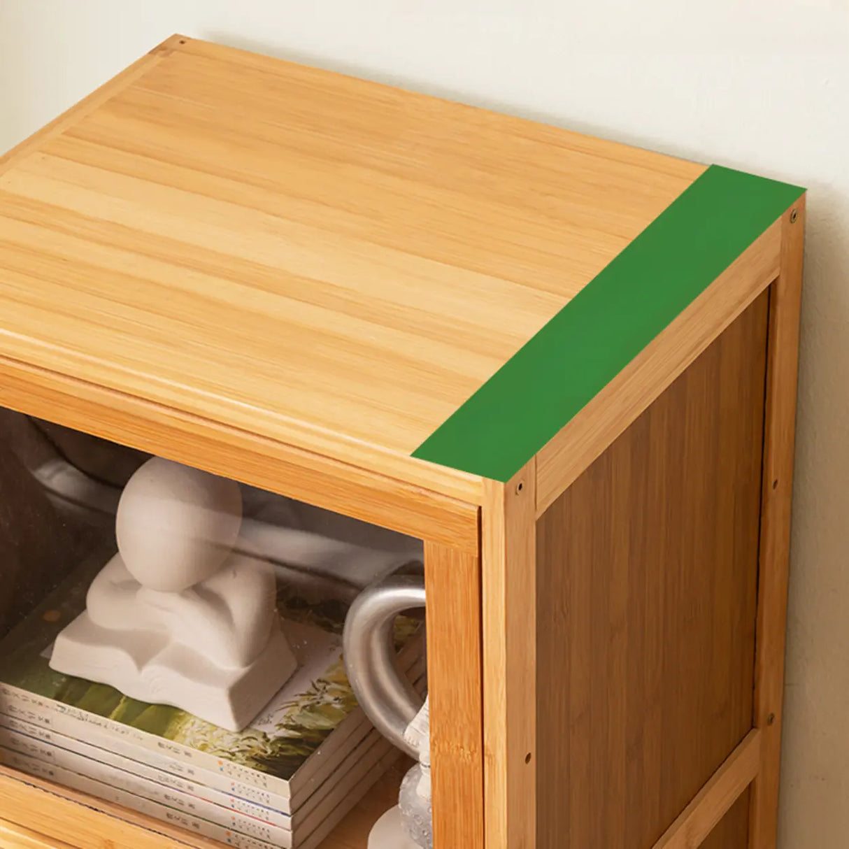 Modern Rectangular Closed Back Wood Organizer Bookcase Image - 6