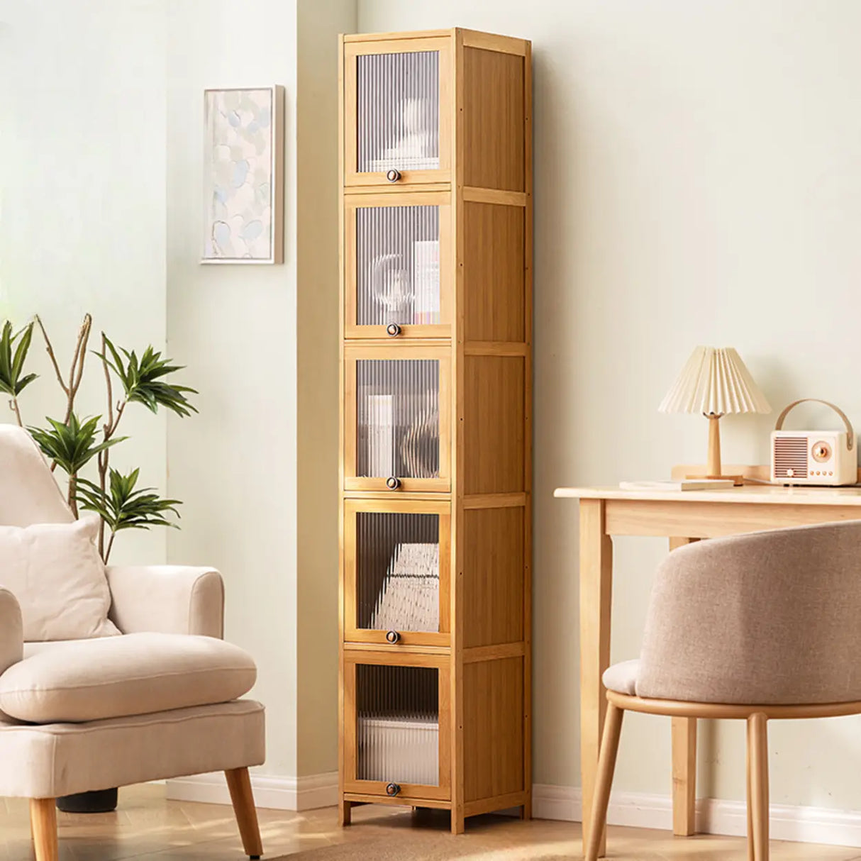 Modern Rectangular Closed Back Wood Organizer Bookcase Image - 9