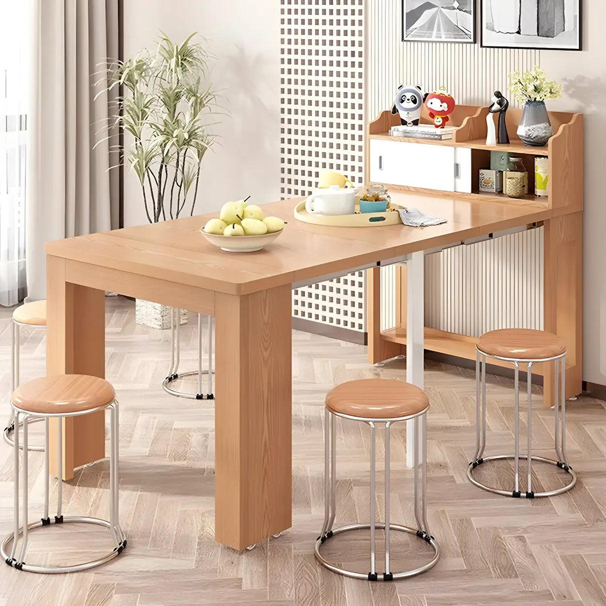 Modern Rectangular Dining Table Marble Top Extendable Image - 12