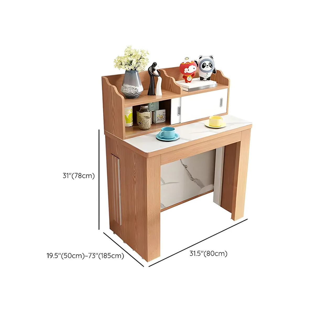 Modern Rectangular Dining Table Marble Top Extendable Image - 16